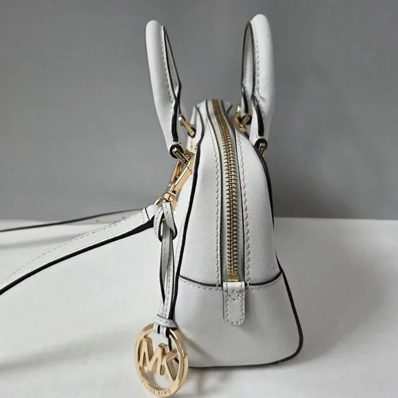 Michael Kors Purse White Saffiano Leather Jet Set Small Satchel Crossbody Bag - Picture 7 of 16